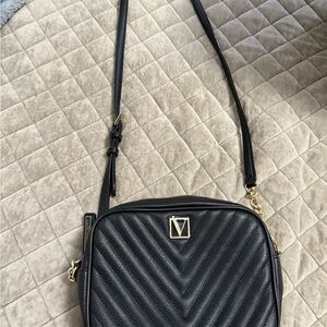 Victoria's Secret Black Chevron Crossbody Bag